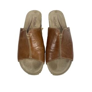 Josef Seibel Women's Brown Leather Slide Sandals Shoes Comfort EU 40 US 9 EUC A7